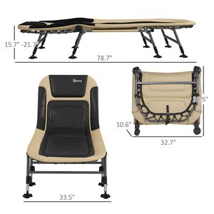 Deluxe Cream Folding Cot 400LBS Capacity Adjustable <b>Backrest</b> with Padded Cushion for Camping Lounger - Product Image 3