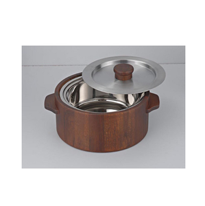 Wooden Chapati Box for with steel lid Wooden Hotpot Roti Box Serving Casserole Hotpot for Chapati Roti Decorative - Product Image 1