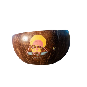 Nuevo Diseño 2026, Tazón de Coco Hecho a Mano, Ecológico y Ligero, Diseño de Atardecer en la Montaña, para Servir Comida al Aire Libre, Personalizable - Product Image 2