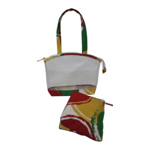 Sac fourre-tout transparent personnalisé en PVC imperméable avec poignée en toile, pochette transparente et sac cosmétique en jute avec fermeture éclair - Product Image 3