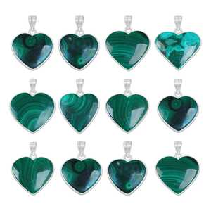 Colgantes de Latón con Forma de Corazón de Malaquita, Hechos a Mano, Estilo Vintage, Venta al por Mayor, Collares de Moda con Cristales para Aniversario - Product Image 2
