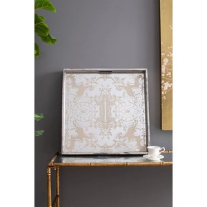 Plateau de rangement carré en bois, finition vieillie, motif classique, utilisation sur table, à un seul niveau, facile à nettoyer - Product Image 4