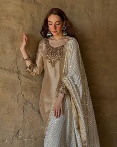 Conjunto de Salwar Kameez para Mujer de Primera Calidad, Nuevo, Completamente Cosido, Listo para Usar, con Relieve, de Seda Pura Reversible, para Fiestas Casuales, Todas las Temporadas - Product Image 3