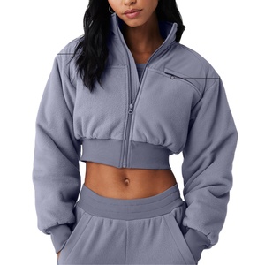 Nouveau sweat à capuche pour femme en coton épais de haute qualité, coupe courte, épaules tombantes, avec logo personnalisé - Product Image 1