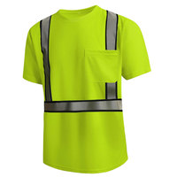 T-shirt de sécurité haute visibilité pour homme, vert lime, bandes réfléchissantes, poche poitrine, vêtements de travail, chemise de sécurité