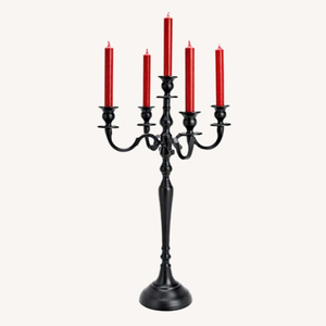Candelabro de Alta Calidad para Decoración del Hogar, Lujoso, Color Negro Completo, 5 Brazos, Centro de Mesa para Bodas, Adorno para el Hogar - Product Image 1