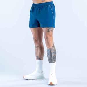 Short décontracté pour homme, bleu uni, anti-plis, imprimé ananas, séchage rapide, polyester 180g, taille mi-haute, fermeture à cordon, élastique, longueur courte - Product Image 3