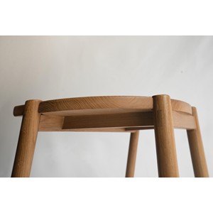 <b>Oak</b> Wood Minimalist Stool with Leather Seat | Handcrafted Wooden Furniture Wholesale - Product Image 4