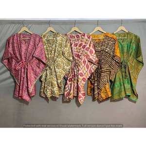 Kaftan en soie florale douce pour femmes, élégant cache-maillot de bain, tenue par Ethnic Craft Hub India - Product Image 5