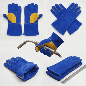 Gants de sécurité en cuir de vachette pleine fleur antidérapants, durables et résistants à la chaleur, avec manchette de protection pour le soudage industriel, le hockey, le barbecue, le travail et les loisirs - Product Image 6