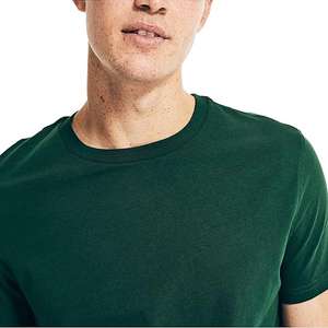 T-shirt Homme Vert Forêt Col Rond Manches Courtes 100% Coton Doux Uni Coupe Slim Décontracté Vente en Gros - Product Image 3