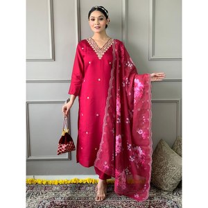 Hermoso conjunto de ropa de fiesta XL, parte superior inferior y Dupatta con aspecto elegante - Product Image 2