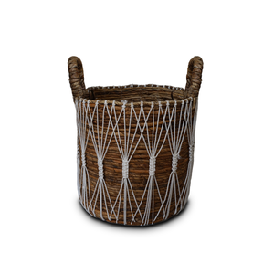 Juego de 3 Cestas de Almacenamiento de Macramé Tejido Gubuk Bali, Diseño Ovalado Moderno con Asa para Ropa y Lavandería - Product Image 3