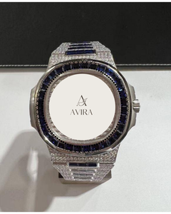 Montre mécanique automatique unisexe de luxe à cadran carré, sertie de moissanite VVS, en acier inoxydable glacé avec sertissage baguette en canal - Product Image 1