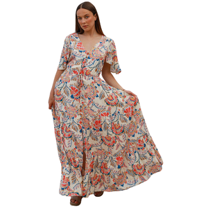 Vestido Maxi Floral para Mujer, Vestido Casual de Cintura Alta - Product Image 3