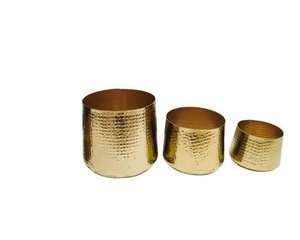 Ensemble de luxe de 2 jardinières en fer doré avec support, pot à fleurs en métal écologique pour la décoration de la maison et du jardin au meilleur prix - Product Image 2