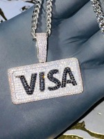 Pendentif Thème VISA en Cristal Strass Lettre Breloque Unisexe Style Hip Hop Rock Plaqué Argent Moissanite BRILLIANT DIAMANT Tendance