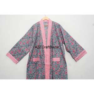 Bata Kimono Ecológica 100% Algodón Puro, Transpirable y Lavable, con Estampado Floral, para Damas de Honor, Ropa de Dormir de Invierno/Verano - Product Image 2
