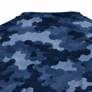 T-shirt camouflage bleu marine pour homme, manches courtes, col rond, imprimé camouflage, vêtements de sport athlétiques, entraînement en salle de sport, course à pied, performance, vêtements de sport actifs - Product Image 4