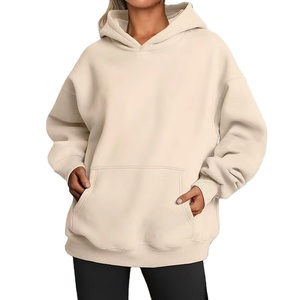 Sudadera con capucha de forro polar suave para mujer, manga larga, cálida para invierno, estilo oversize, transpirable, a la moda, informal, con cierre frontal - Product Image 1