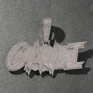 Pendentif personnalisé en moissanite, luxe, argent, style hip-hop, serti de pierres, bijou statement pour homme, cadeau tendance - Product Image 1