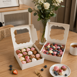 Boîte cadeau de luxe en papier couché avec pelliculage mat, logo gaufré, doublure en mousse, nœud en satin, emballage alimentaire de qualité supérieure - Product Image 6