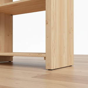 Étagère de présentation Bibliothèque à 3 niveaux Meuble de rangement Étagère ouverte Étagère sans dossier Bois d'hévéa MDF Placage chêne - Product Image 6