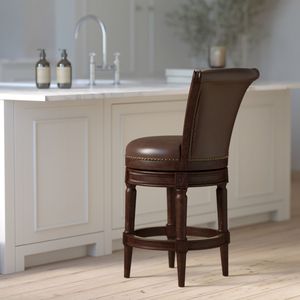 26 pollici. Sgabello da bar girevole in legno con schienale alto, altezza bancone, 1 pezzo - Product Image 3