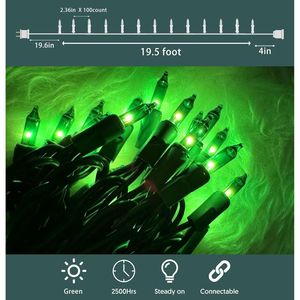 Luci a Corda Verdi da 100 Pezzi per Interni ed Esterni, Mini Decorazioni per San Patrizio e Natale, Decorazioni Natalizie per Interni - Product Image 3
