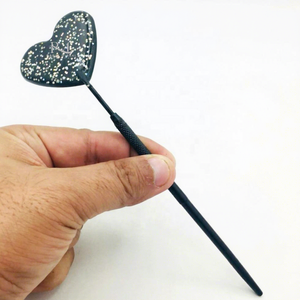 Heart Shape Black glitter Coated Color Handheld <b>Mirror</b> Single Side Used Stainless Steel Frame <b>Makeup</b> <b>Mirror</b> - Product Image 6