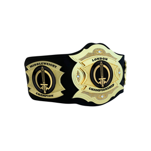 Cinturón de Campeonato de Peso Medio de Londres con Diseño de Espada y Detalles en Oro, Cinturón de Título de Cuero Personalizable de Primera Calidad - Product Image 1