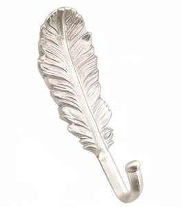 Premium Silver Feather Wall <b>Hook</b> Metal Vintage Style Single <b>Hook</b> For Clothing Storage Drill Installation Stylish Home Accent - Product Image 1