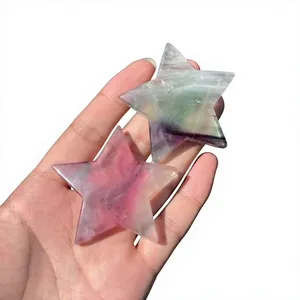 Étoile en Fluorite Arc-en-ciel Naturelle Polie Sculptée à la Main, Pierre Précieuse de Cristal, Décoration d'Intérieur, Cadeau de Méditation, Vente en Gros - Product Image 3