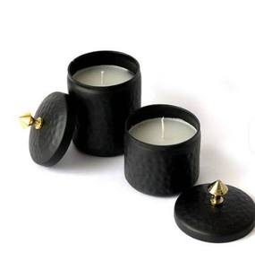 Metal Candle Jar With Lid Black Color Round Shape Candle Jar for Home and Hotel <b>Table</b> Decor Customized - Product Image 1