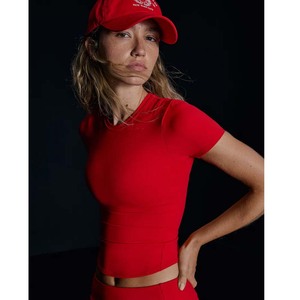 Women's Red High Waist Long Sleeve Turtleneck Activewear <b>Set</b> Breathable Spandex Polyester Gym Wear Modern Fit All Seasons - Product Image 4