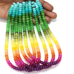 Cuentas de Cuarzo Multicolor en Forma de Rondelle: Joyería de Piedras Preciosas Lisas (7-8mm) - Product Image 1