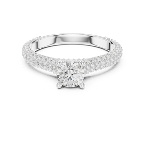 แหวนแต่งงานเพชรเม็ดเดี่ยวทรงกลมทองคำขาว 14K เพชรเพาะเลี้ยงสำหรับผู้หญิง เพชรเพาะเลี้ยงใหม่ - Product Image 3