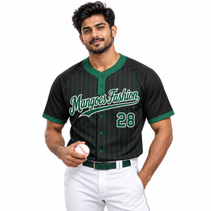 Maillot de baseball unisexe pour adulte, manches courtes, boutonné sur le devant, 100% polyester respirant, uniformes d'équipe, nom personnalisé, taille plus, imprimé - Product Image 2