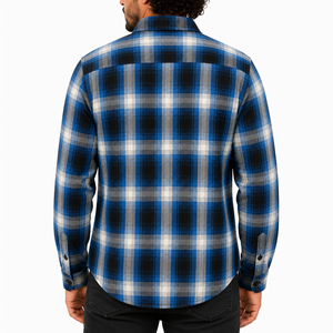 Chemise décontractée en flanelle unie pour homme, coupe classique, tricotée et brodée, 100 % coton, respirante et à séchage rapide, vente en gros - Product Image 2