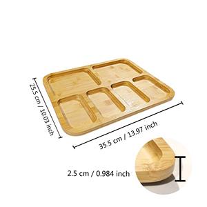 Plateau de service rectangulaire en bambou avec couvercle, capacité 20-35L, compatible micro-ondes, pour le stockage et la présentation des aliments - Product Image 3
