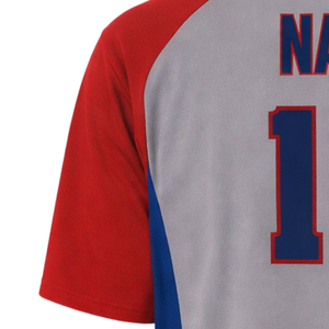 Camiseta de béisbol personalizada en rojo y gris con nombre del equipo, detalles personalizados del jugador y producción rápida - Product Image 4