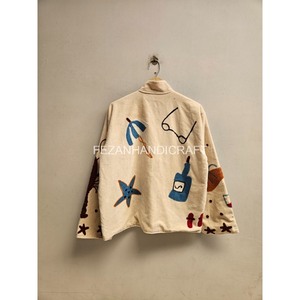 Chaqueta de terciopelo hecha a mano con diseño de bordado floral, forro de algodón Suzani, abrigo unisex de secado rápido. - Product Image 6