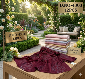 ชุดฮิญาบผ้าชีฟองเนื้อละเอียดหรูหรา ประดับด้วยลายดอกไม้ประดับคริสตัลคุณภาพพรีเมียม - ชุดผ้าคลุมไหล่ 12 ผืน คละสีพาสเทลและสีโทนเข้ม - Product Image 2