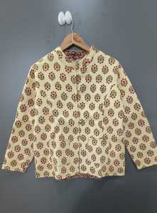 Women Reversible <b>Quilted</b> Cotton <b>Jacket</b> Floral Kantha <b>Pattern</b> Bomber Coat Short Sleeve Winter Summer - Product Image 2