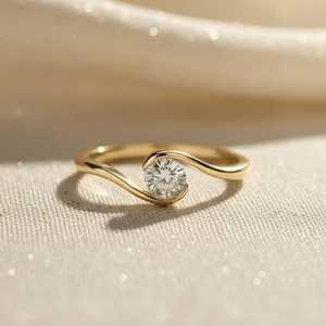 18K Solid Gold Hallmark <b>Silver</b> Casual Pear Cut Diamond <b>Solitaire</b> Engagement <b>Ring</b> for Wedding - Product Image 1