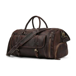 Sacs de voyage en cuir personnalisables, vente en gros OEM, sacs de week-end ajustables, sacs de voyage en cuir véritable de haute qualité - Product Image 6