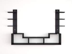 Mueble de TV de Madera Sintética para Montar en la Pared, Soporte para TV con Estantes para Sala de Estar, Acabado Negro - Product Image 2