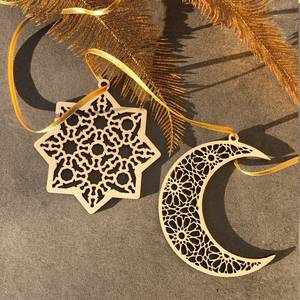 Decoración Colgante de Madera Hecha a Mano para Ramadán, Linterna con Forma de Luna y Estrella, Adorno Tradicional para Interiores del Hogar, Decoración para Sala de Estar - Product Image 5