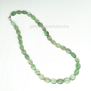 Collar con cuentas ovaladas lisas de fluorita verde Natural, cierre de Plata de Ley 925, joyería de piedras preciosas de moda para mujer, mayorista a granel - Product Image 6