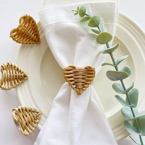 Anillo para Servilletas de Mimbre Natural con Forma de Corazón, Hecho a Mano, Estilo Rústico y Moderno, para Decoración de Mesa en Restaurantes, Bodas y Fiestas - Product Image 4